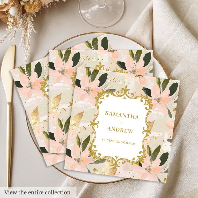 Custom Blush Gold Hochzeitspapier Napkins Serviette (Custom Blush Gold Wedding Paper Napkins)