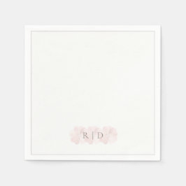 Custom Blush Pink Floral Garden Minimal Wedding  Serviette
