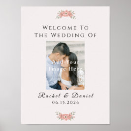 Custom Blush Pink Garden Floral Wedding Welcome Poster