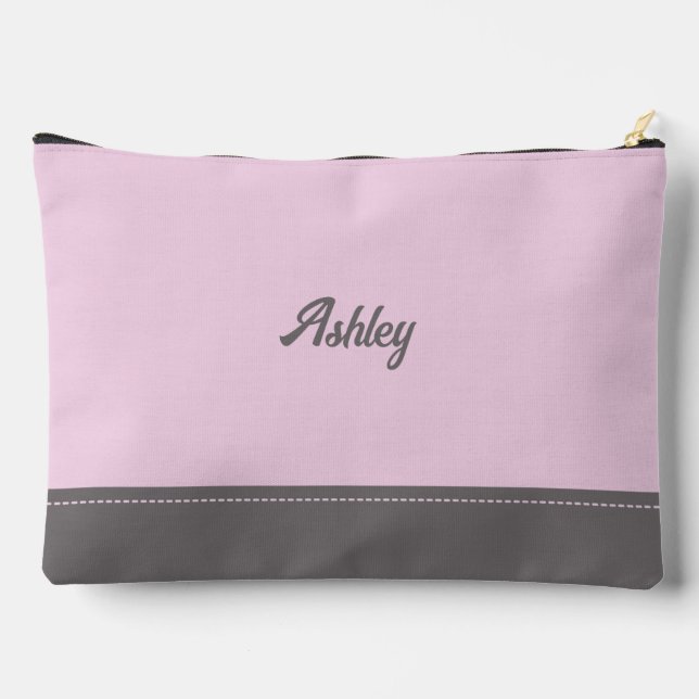 Custom blush pink gray personalized preppy stylish zubehörtasche (Rückseite)