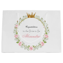 Custom Blushing Romance: Rose & Baby's Breathe Große Geschenktüte