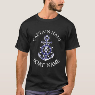Custom boat captain name navy anchor shirt