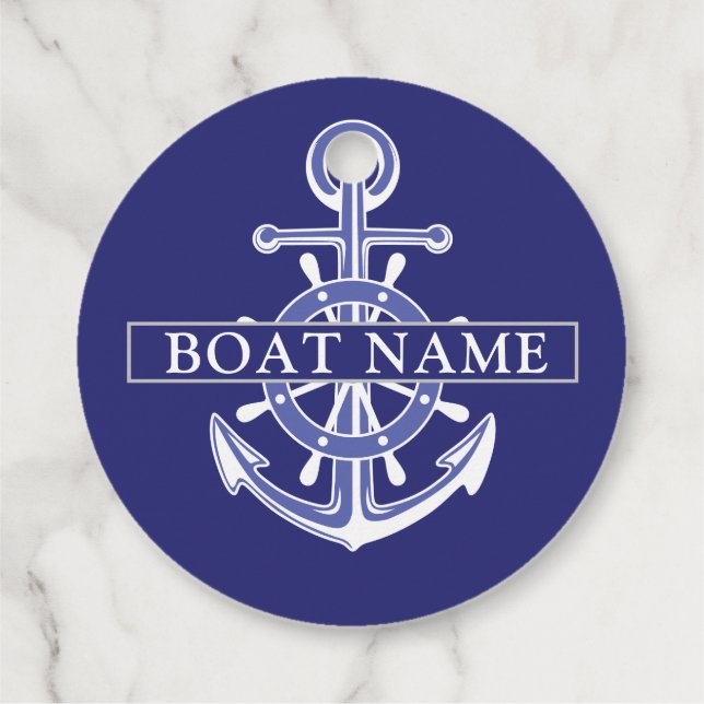 Custom boat captain name navy nautical sailor  geschenkanhänger (Rückseite)