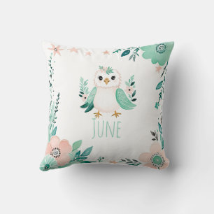 Custom Boho Baby Bird Pillow Pastell Green Kissen