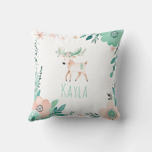 Custom Boho Baby Moose Pillow Pastell Green Kissen