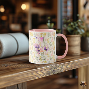 Custom Boho Chic Floral Monogram Tasse - I