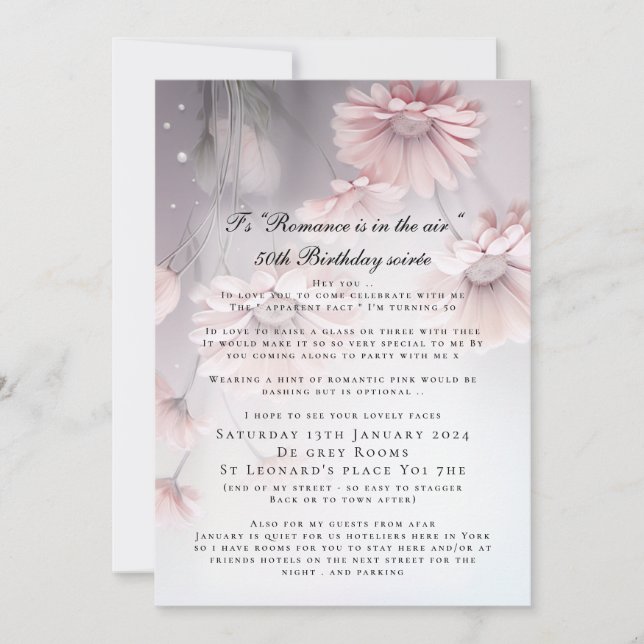 Custom Boho Dreamy Pink Daisy Birthday Einladung (Vorderseite)