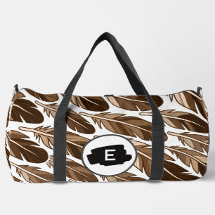 Custom Boho Feather Monogram Large Duffel Bag Duffle Bag