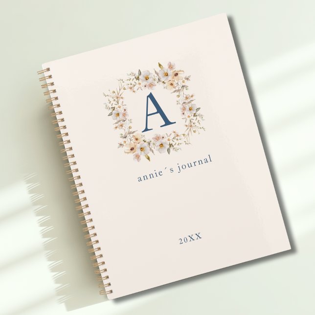 Custom Boho Floral Monogram Beige Planer (Custom Boho Floral Monogram Beige Planner)