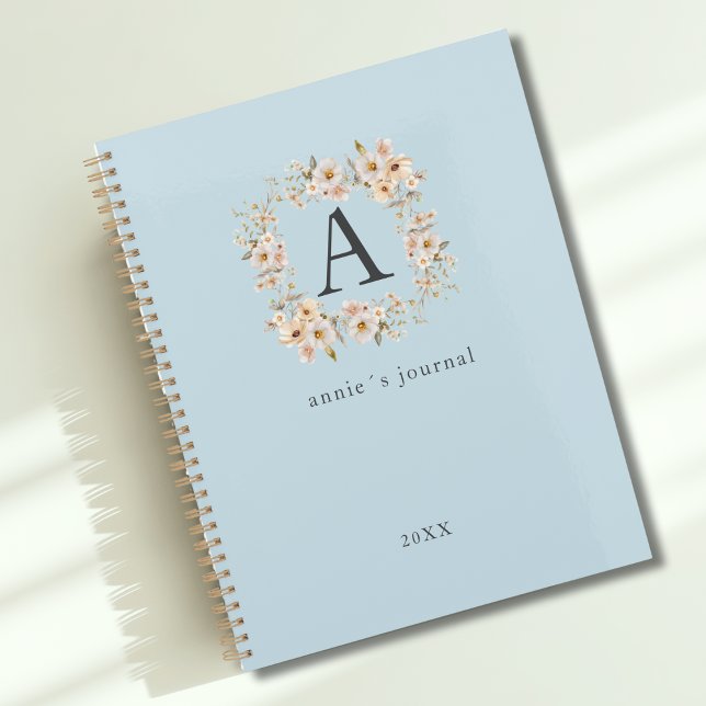 Custom Boho Floral Monogram Blue Planer (Custom Boho Floral Monogram Blue Planner)