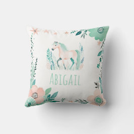 Custom Boho Horse Pillow Pastel Green Kissen