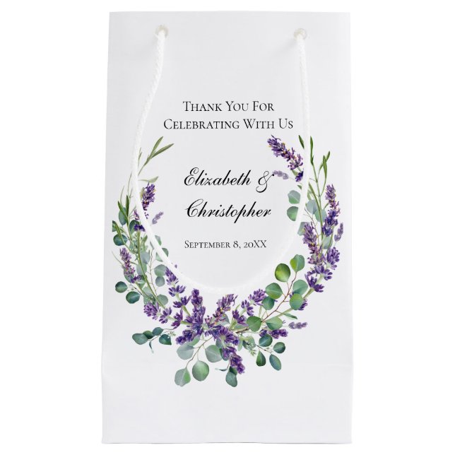 Custom Boho Lavender Eucalyptus Wedding Kleine Geschenktüte (Vorderseite)