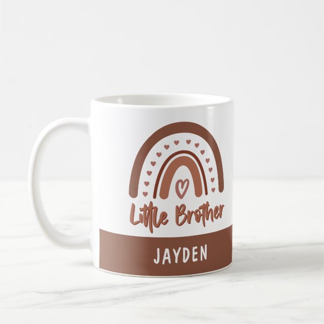 Custom Boho Little Brother Rainbow Matching Kaffeetasse (Links)