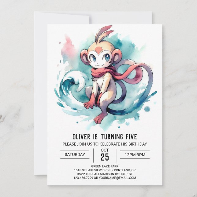 Custom Boho Monkey Birthday Einladung (Vorderseite)