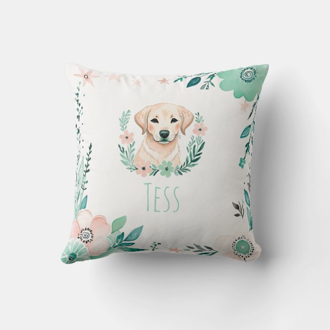 Custom Boho Niedlich Labrador Pillow Pastell Green Kissen (Rückseite)