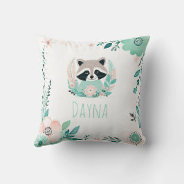Custom Boho Niedlich Raccoon Kissen Pastell Green
