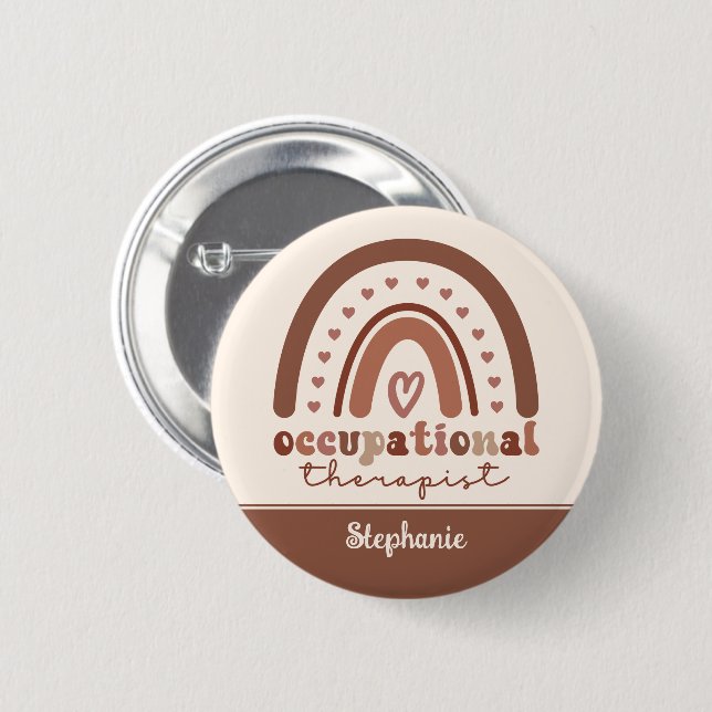 Custom Boho Rainbow OT Berufs-Therapeut Button (Vorne & Hinten)