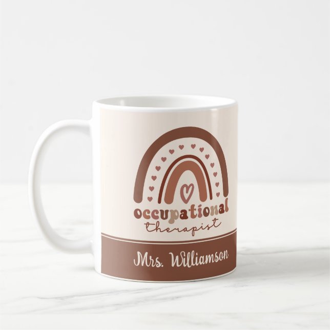 Custom Boho Rainbow OT Berufs-Therapeut Kaffeetasse (Links)