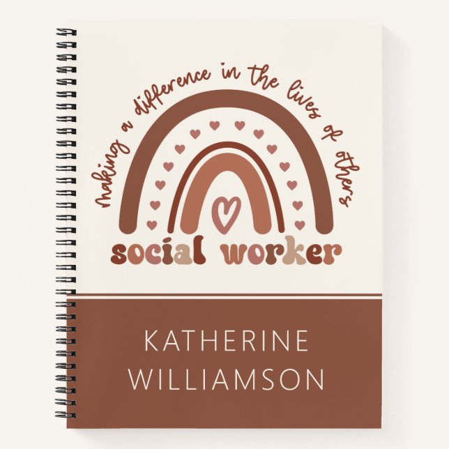 Custom Boho Social Worker Appreciation Abschluss Notizbuch (Vorderseite)