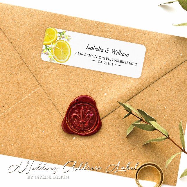 Custom Boho Summer Lemon Wedding Address Label (Von Creator hochgeladen)