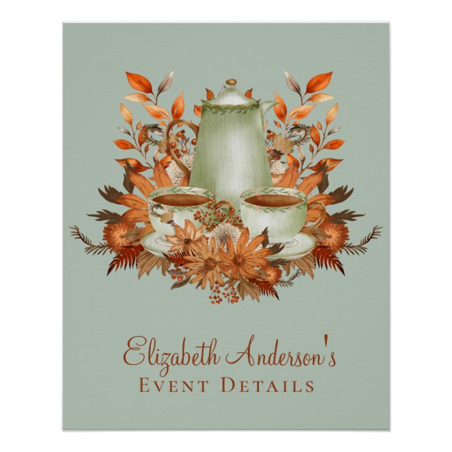 Custom Boho Terracotta Floral Tee Gastgeschenk Poster (Vorderseite)