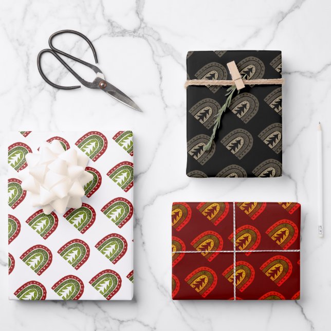 Custom Boho Weihnachtsbaum Packpapier Blatt (Vorderseite)