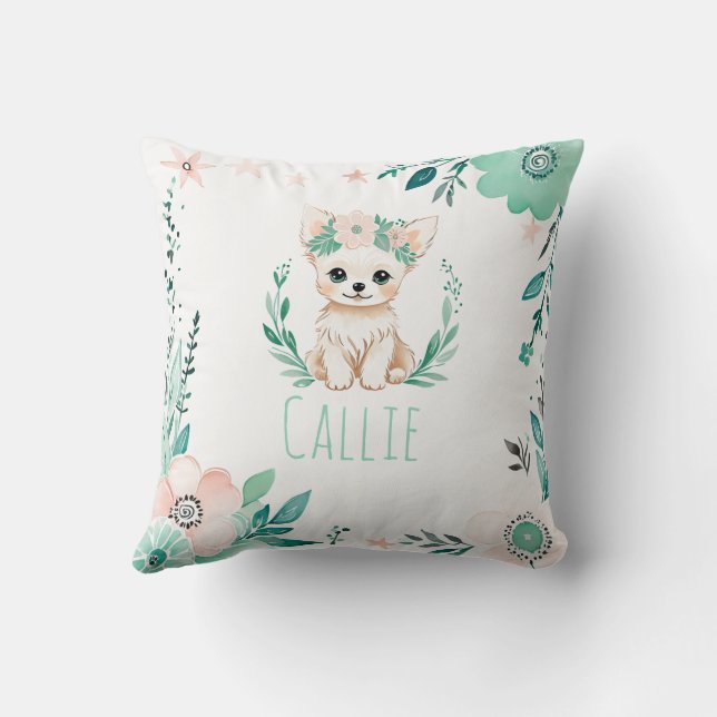 Custom Boho Welppy Chihuahua Pillow Pastel Green Kissen (Rückseite)