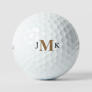 Custom Bold Black & Gold Monogram Titleist Pro VI Golfball