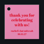 Custom Bold rosa Red Modern Bat Mitzvah Vielen Dan Geschenkanhänger<br><div class="desc">Custom Bold Typografie Bright Pink und Red Modern Bat Mitzvah Vielen Dank für Tags</div>