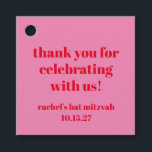Custom Bold rosa Red Modern Bat Mitzvah Vielen Dan Geschenkanhänger<br><div class="desc">Custom Bold Typografie Bright Pink und Red Modern Bat Mitzvah Vielen Dank für Tags</div>