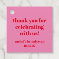 Custom Bold rosa Red Modern Bat Mitzvah Vielen Dan