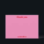 Custom Bold Typografie Pink Red Modern Bat Mitzvah Dankeskarte<br><div class="desc">Custom Bold Typografie Bright Pink und Red Modern Bat Mitzvah Danke Karte</div>