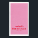 Custom Bold Typografie Pink Red Modern Bat Mitzvah Serviette<br><div class="desc">Custom Bold Typografie Bright Pink und Red Modern Bat Mitzvah Papier Handtücher.</div>