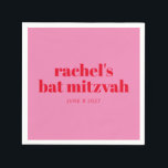 Custom Bold Typografie Pink Red Modern Bat Mitzvah Serviette<br><div class="desc">Custom Bold Typografie Bright Pink und Red Modern Bat Mitzvah Napkins</div>