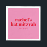 Custom Bold Typografie Pink Red Modern Bat Mitzvah Serviette<br><div class="desc">Custom Bold Typografie Bright Pink und Red Modern Bat Mitzvah Napkins</div>
