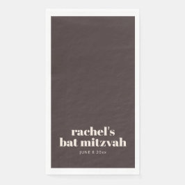 Custom Bold Typography Modern Brown Bat Mitzvah Serviette