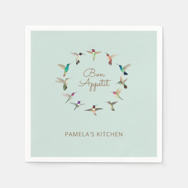 Custom Bon Appétit California Hummingbirds Serviette (Vorderseite)