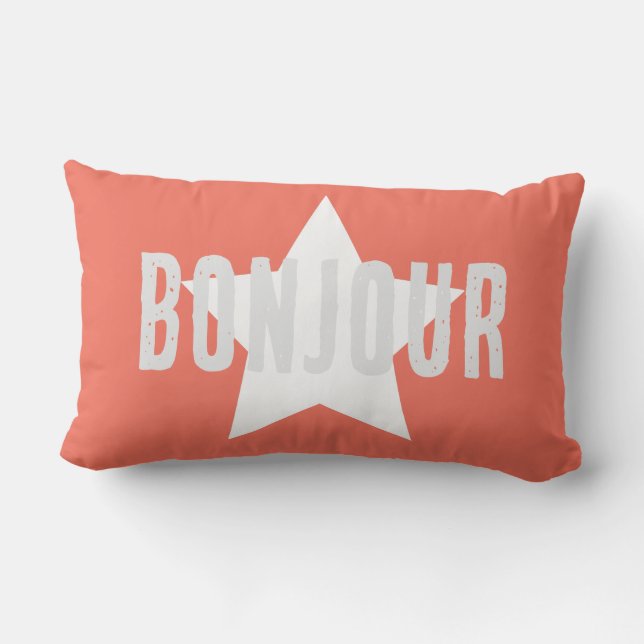 Custom Bonjour pink minimalism background Kissen Für Draußen (Rückseite)