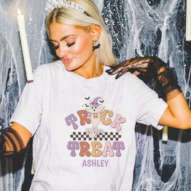 Custom Boo Ghost Niedlich Trick oder Treat Hallowe T-Shirt (Von Creator hochgeladen)