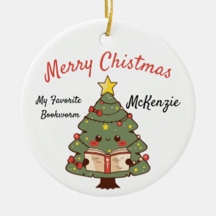 Custom Bookish Christmas Tree Keramik Ornament