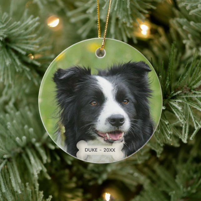 Custom Border Collie Dog Foto Keramik Ornament (Baum)
