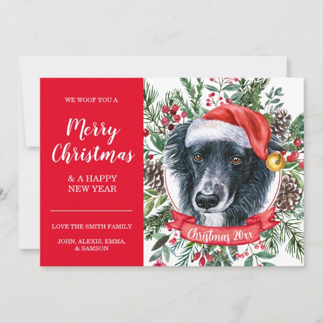 Custom Border Collie Preisgünstige Weihnachtskarte Karte (Vorderseite)