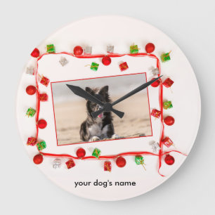 Custom Border Collie Weihnachtszeit Große Wanduhr