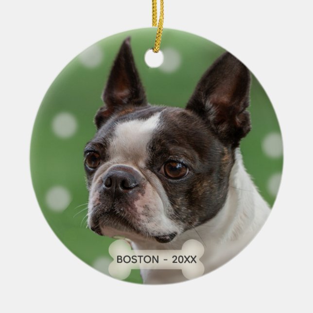 Custom Boston Terrier Dog Foto Keramik Ornament (Vorne)