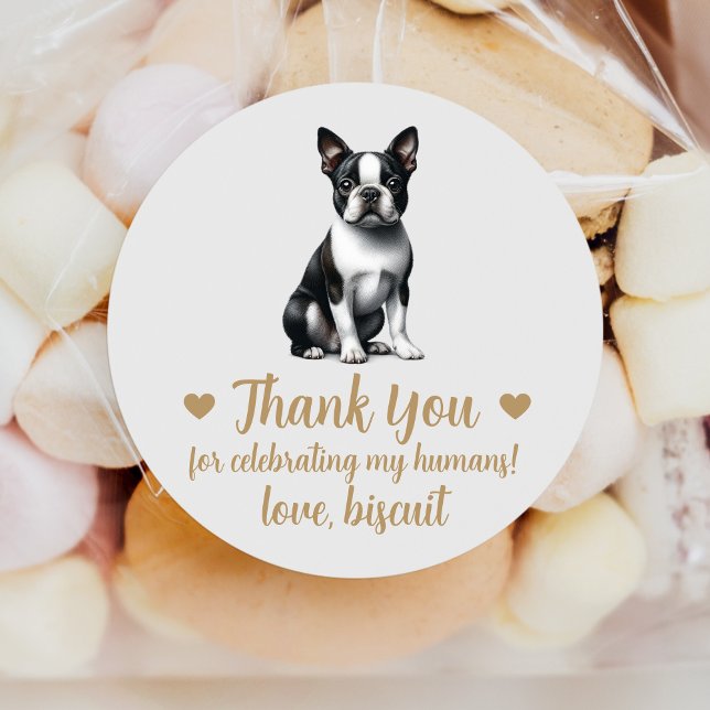 Custom Boston Terrier Dog Gastgeschenk Hochzeit St Runder Aufkleber (Von Creator hochgeladen)