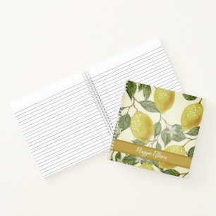 Custom Botanic Vintag Yellow Lemons Notebook Notizbuch