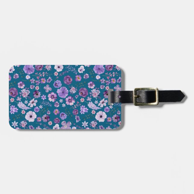Custom Botanical Luggage Tag - Tief Aquamarine Ele Gepäckanhänger (Vorderseite horizontal)