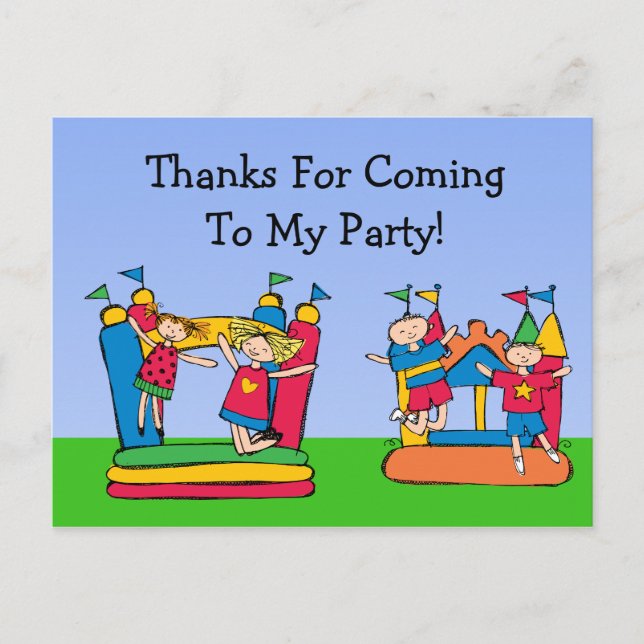 Custom Bounce House Geburtstag Danke Postcard Postkarte (Vorderseite)