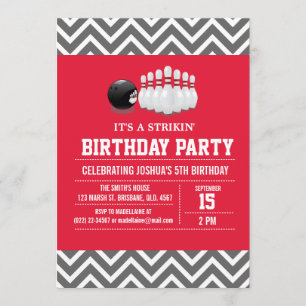 Custom Bowling Birthday Party Einladung für Junge