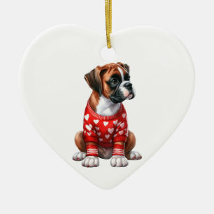 Custom Boxer Dog Fun Valentine Keramik Ornament
